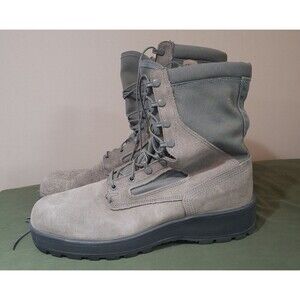 Wellco Air Force TW Boots Mens 13 R Sage Steel Toe Suede Nylon Military Vibram